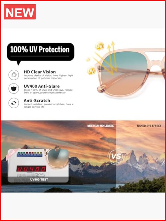 Retro Oversized Aviator Sunglasses 3-Pack UV400 Polycarbonate Lenses main image 6